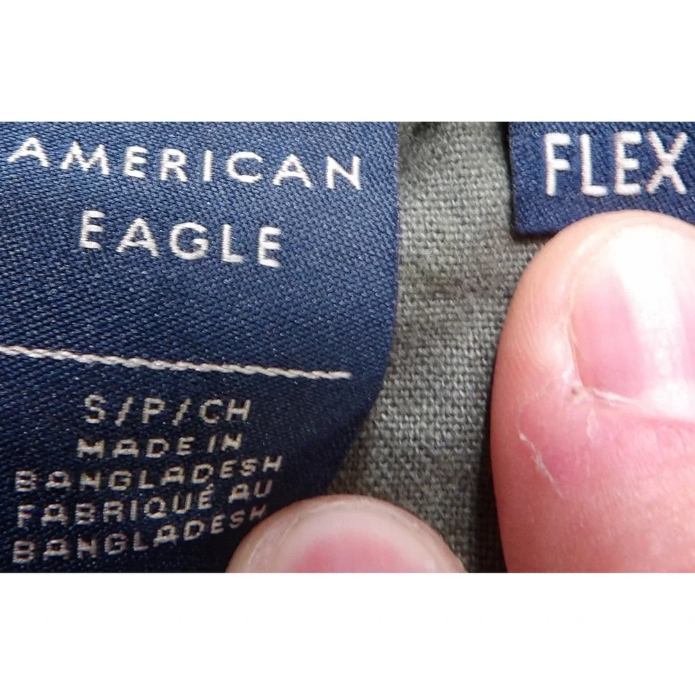 American Eagle Flex Linen Blend Pants Men S Green Drawstring Casual Straight Leg